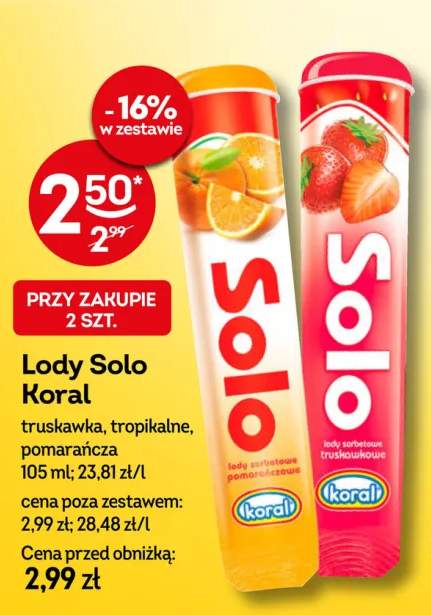 Lody Solo Koral pomarańcza