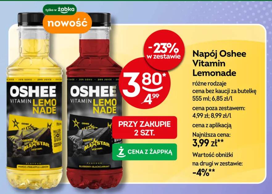 Napój Oshee Vitamin Lemonade Blueberry-Blackcurrant
