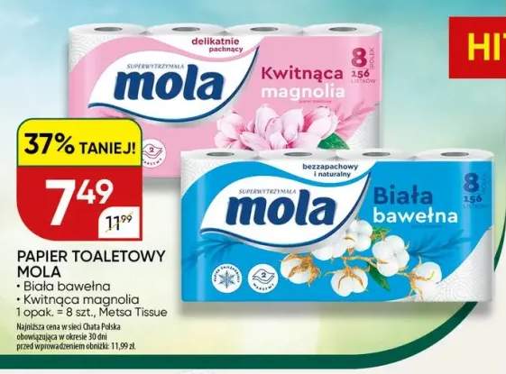 Papier toaletowy Mola Biała bawełna