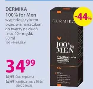 Wygładzający krem przeciw zmarszczkom do twarzy na dzień i noc 40+ męski DERMIKA 100% for Men