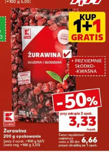 Żurawina suszona i słodzona K-Classic