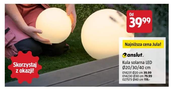 Kula solarna LED Anslut Ø40 cm