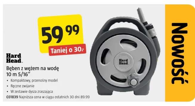 Bęben z wężem na wodę Hard Head 10 m 5/16"