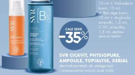 Dermokosmetyki do pielęgnacji i oczyszczania twarzy oraz ciała SVR CICAVIT, PHYSIOPURE, AMPOULE, TOPIALYSE, XERIAL