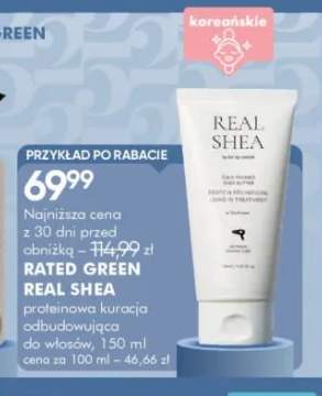 Proteinowa kuracja odbudowująca do włosów RATED GREEN Real Shea