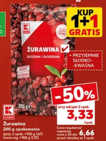 Żurawina suszona i słodzona K-Classic
