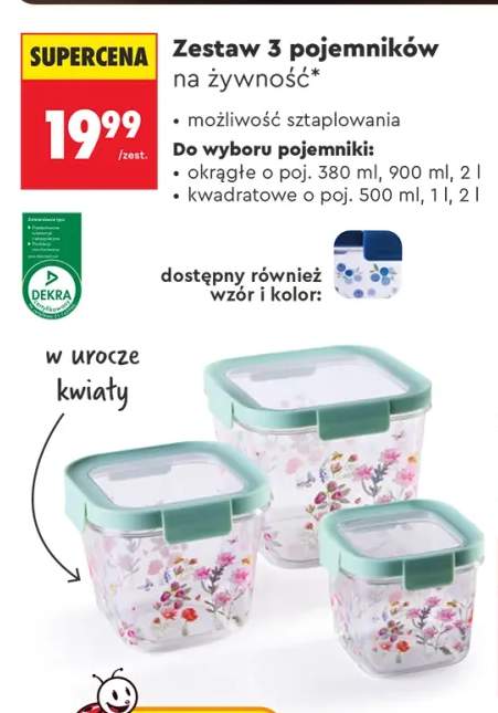 Zestaw 3 pojemników na żywność kwadratowe 3-pak