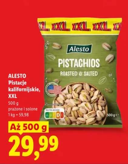 Pistacje kalifornijskie Alesto XXL prażone i solone