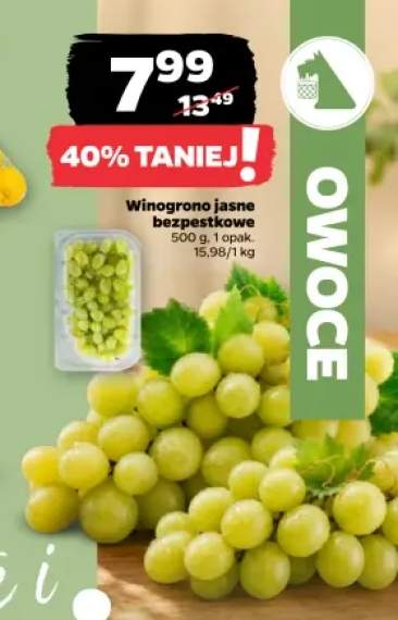 Winogrono jasne bezpestkowe