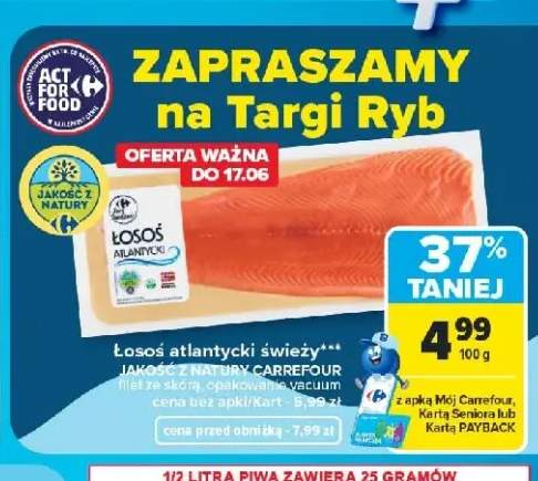 Łosoś atlantycki świeży filet ze skórą Jakość z Natury Carrefour