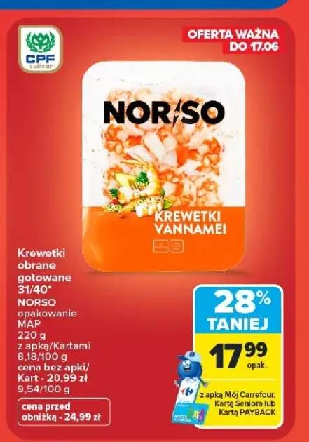 Krewetki obrane gotowane 31/40 Norso