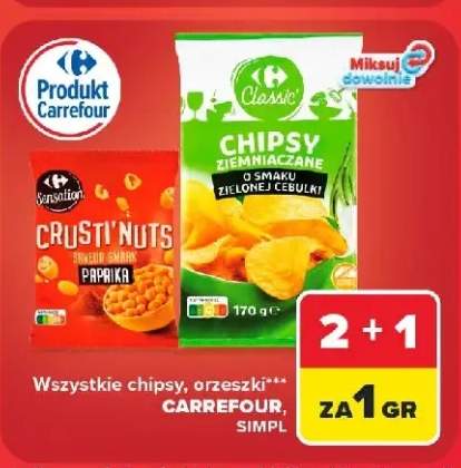 Chipsy ziemniaczane o smaku zielonej cebulki Carrefour Classic