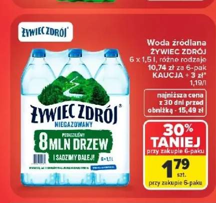 Woda źródlana Żywiec Zdrój niegazowana 6-pak 1,5 l