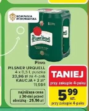 Piwo Pilsner Urquell 4-pak 500 ml