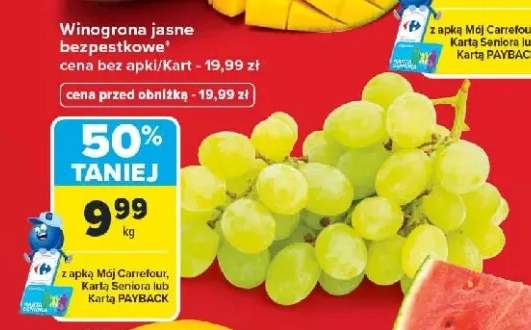 Winogrona jasne bezpestkowe