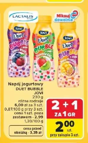 Napój jogurtowy Jovi Duet Bubble jagoda-wiśnia