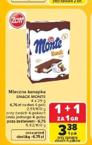 Mleczna kanapka Zott Monte Snack 4-pak