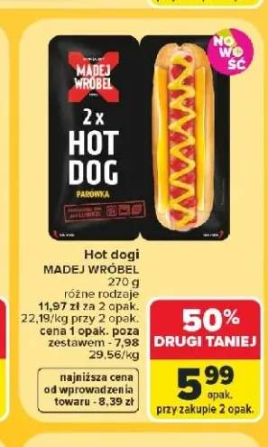Hot dogi parówka Madej Wróbel 2-pak