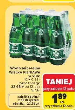 Woda mineralna Wielka Pieniawa 12-pak 0,33 l