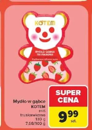 Mydło w gąbce Kotem miś truskawkowe
