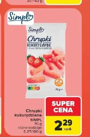 Chrupki kukurydziane Simpl o smaku truskawkowym