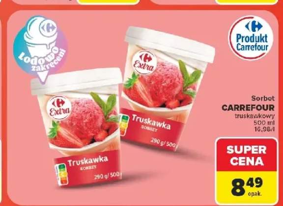 Sorbet Carrefour truskawkowy