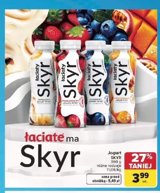 Jogurt pitny Skyr Łaciate truskawkowy