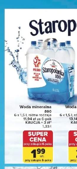 Woda mineralna Staropolanka 800 średniozmineralizowana niegazowana