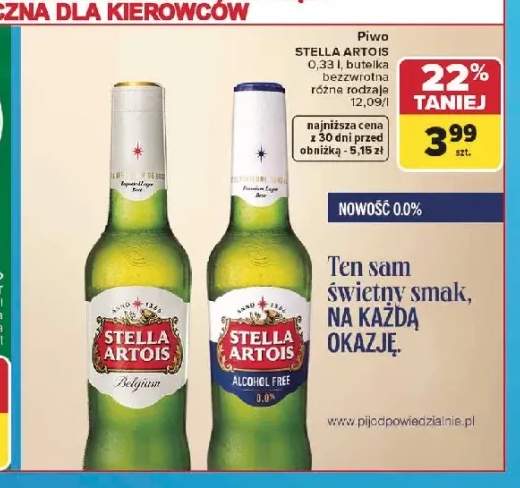 Piwo bezalkoholowe Stella Artois Alcohol Free 0,0%