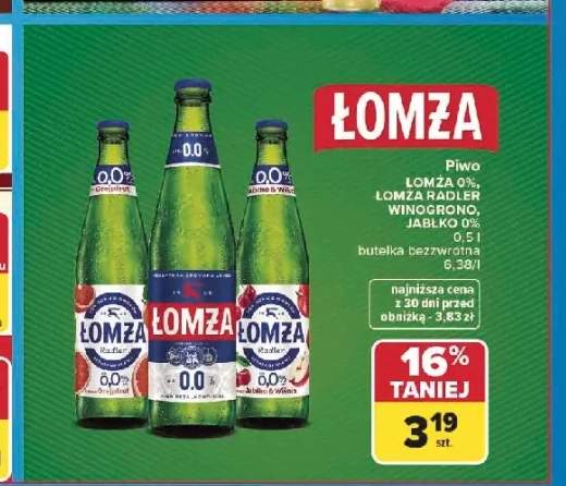 Piwo bezalkoholowe Łomża Radler Winogrono 0,0%