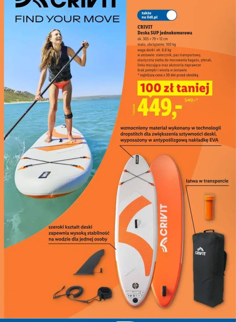 Deska SUP jednokomorowa Crivit