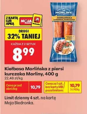 Kiełbasa Morlińska z piersi kurczaka Morliny