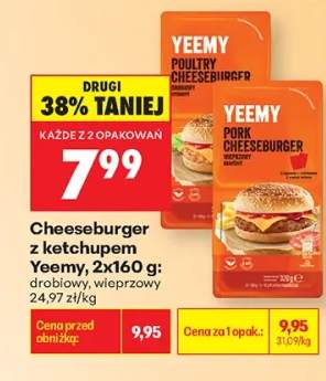 Cheeseburger z ketchupem drobiowy Yeemy 2-pak