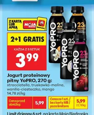 Jogurt proteinowy pitny YoPRO o smaku truskawka-malina
