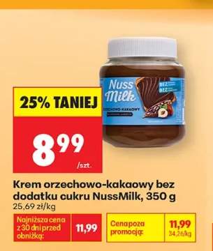 Krem orzechowo-kakaowy bez dodatku cukru NussMilk