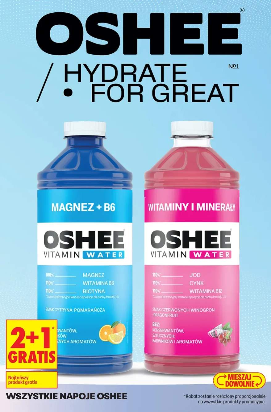 Napój Oshee Vitamin Water Magnez + B6 smak cytryna-pomarańcza