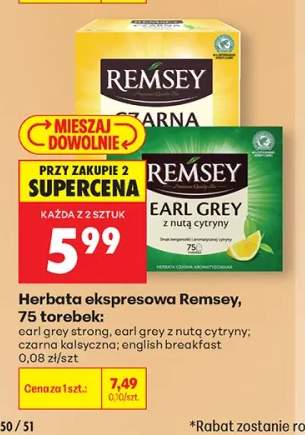 Herbata ekspresowa czarna Remsey Earl Grey z nutą cytryny
