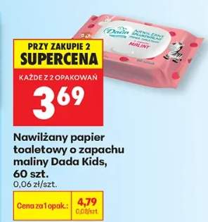 Nawilżany papier toaletowy o zapachu maliny Dada Kids