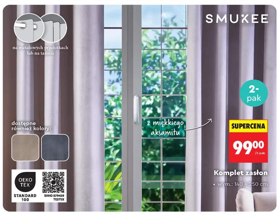 Komplet zasłon na taśmie Smukee 2-pak