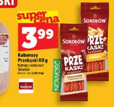 Kabanosy Przekąski drobiowe z wieprzowiną Sokołów