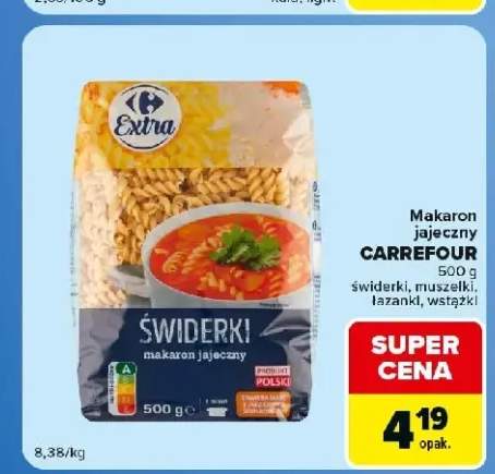 Makaron jajeczny Carrefour Extra świderki