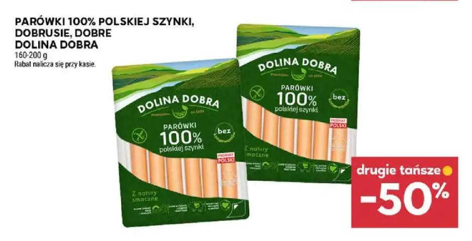 Parówki 100% polskiej szynki Dolina Dobra
