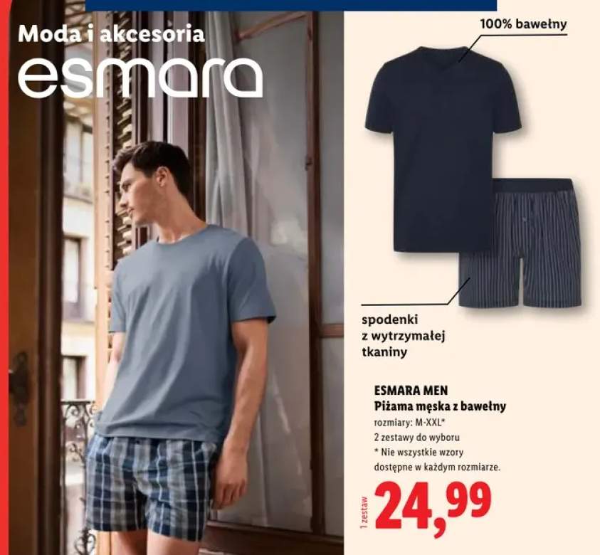 Piżama męska z bawełny Esmara Men