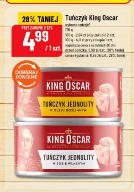 Tuńczyk jednolity w oleju roślinnym King Oscar