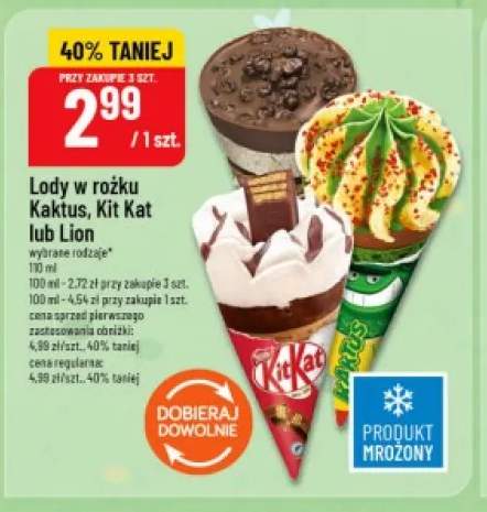 Lody w rożku Kaktus