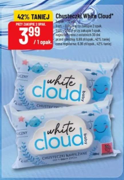 Chusteczki nawilżane dla niemowląt White Cloud Baby