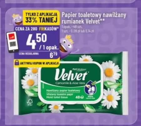 Papier toaletowy nawilżany rumianek Velvet