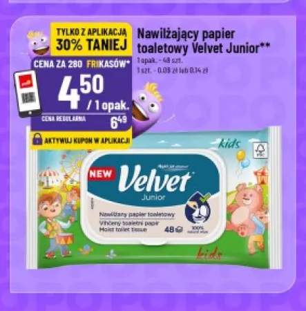 Nawilżający papier toaletowy Velvet Junior