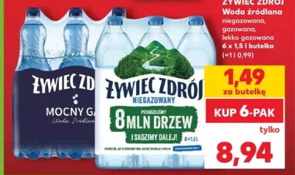 Woda źródlana lekko gazowana Żywiec Zdrój 6-pak 1,5 l