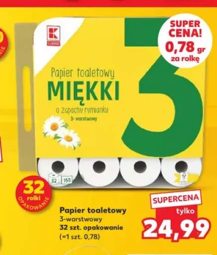 Papier toaletowy K-Classic Miękki o zapachu rumianku 3-warstwowy 32-pak